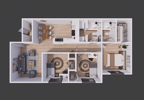 3 bed-2 bath Floor Plan  at Northlake Apartments, Florida, 32218